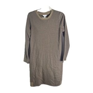 J Jill Comfy Cotton Pocket Athleisure Long Sleeve Striped Dress Womens Size Smal